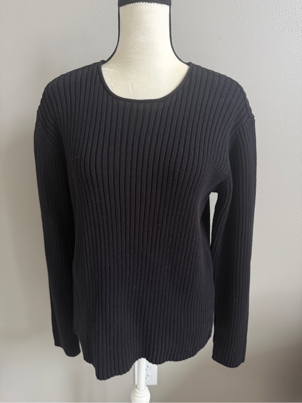 Calvin Klein Jeans Black Cotton Ribbed Scoop Neck Sweater Sz. L #2650